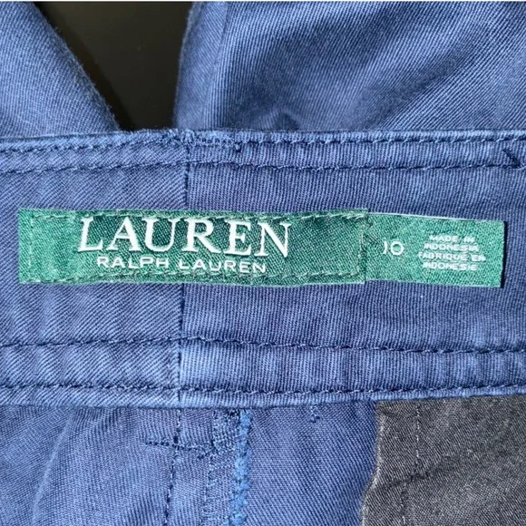 Lauren Ralph Lauren 100% Cotton Navy Blue Shorts Women Size 10 - Picture 8 of 9